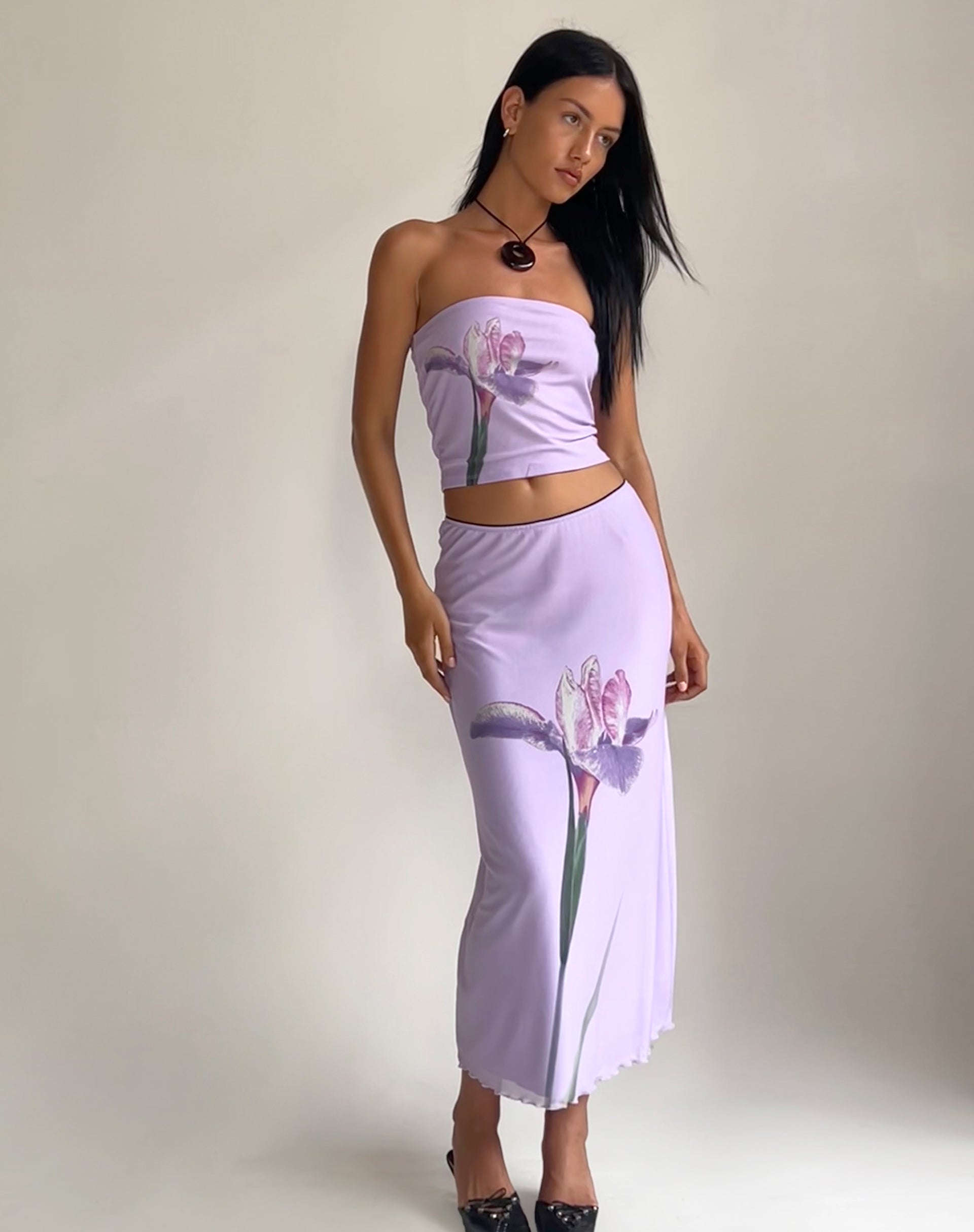 Lilac floral 2024 pencil skirt