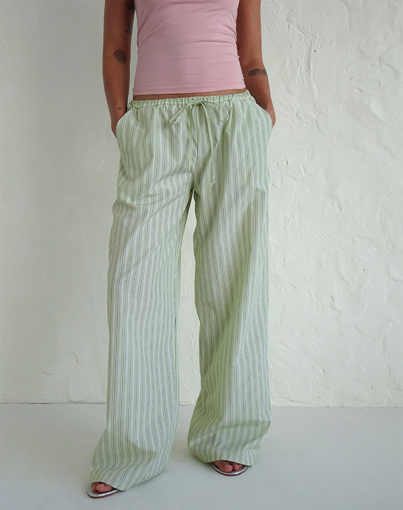 Image of Samir Trouser in Light Green Stripe