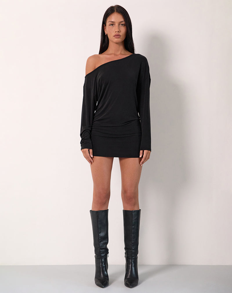 Shelisa Slouchy Mini Dress in Black