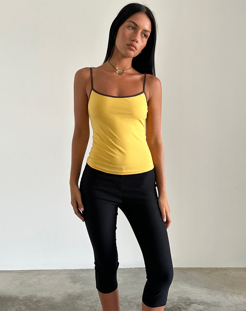 Image of Solani Top in Yellow May with Deep Mahogony Binding