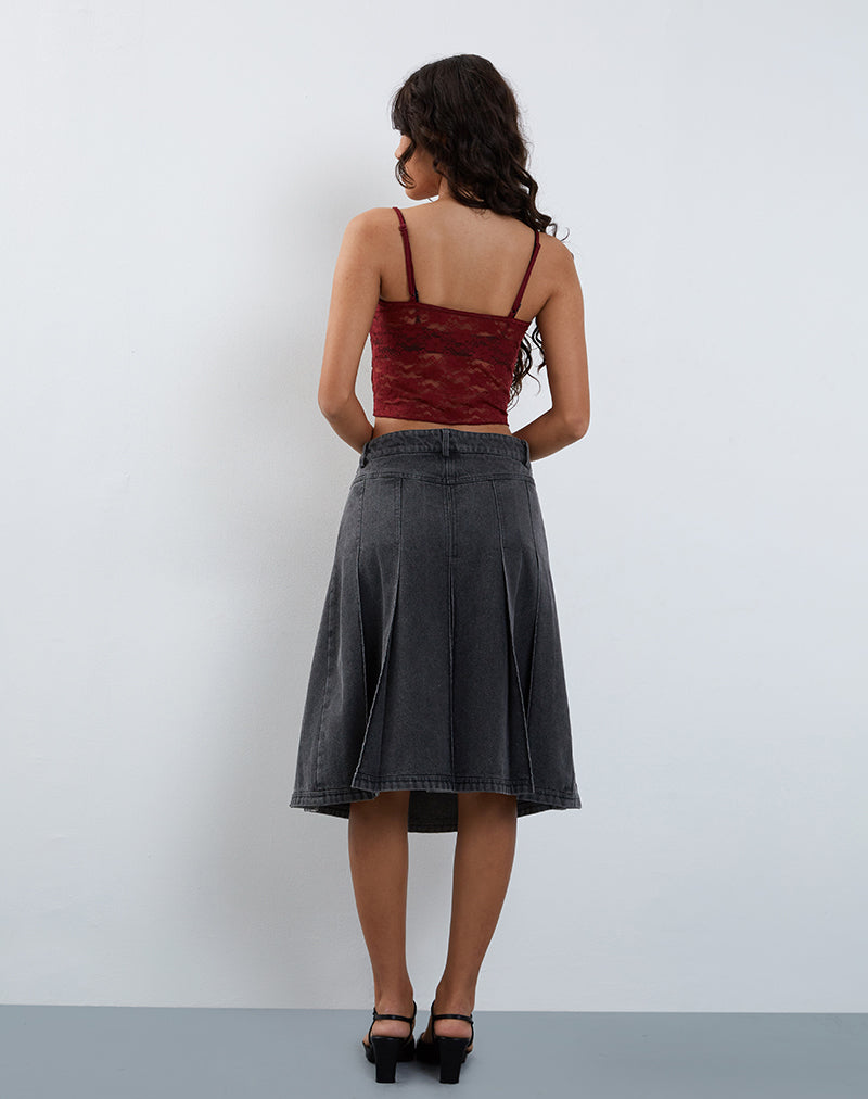 Image of Halusi Unlined Lace Cami Top in Maroon