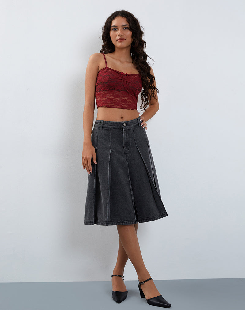 Halusi Unlined Lace Cami Top in Maroon