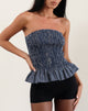 Image of Sutisna Bandeau Top in Indigo Stripe Dark Blue