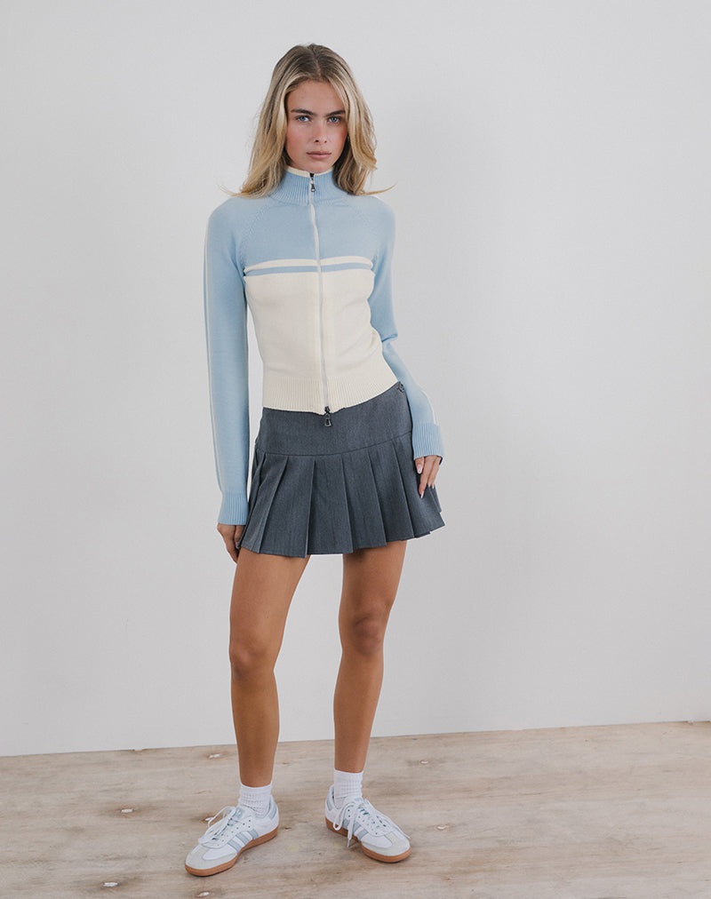 Image of Talya Jacket in Panel Blue with White