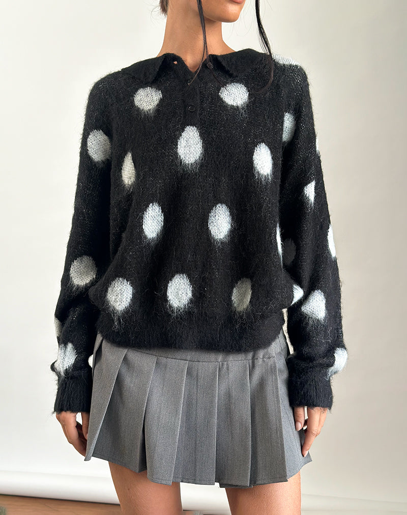 Image of Tamika Oversized Jumper in Polka Black