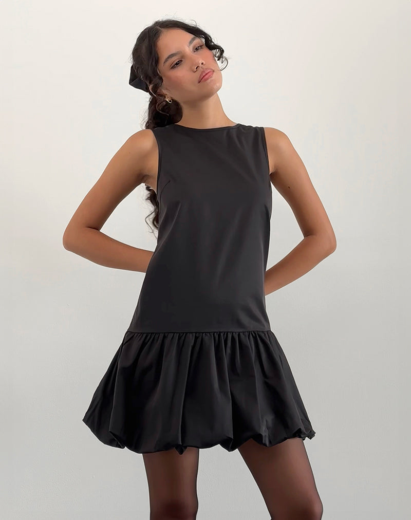 Image of Tamilo Bubble Hem Mini Dress in Black