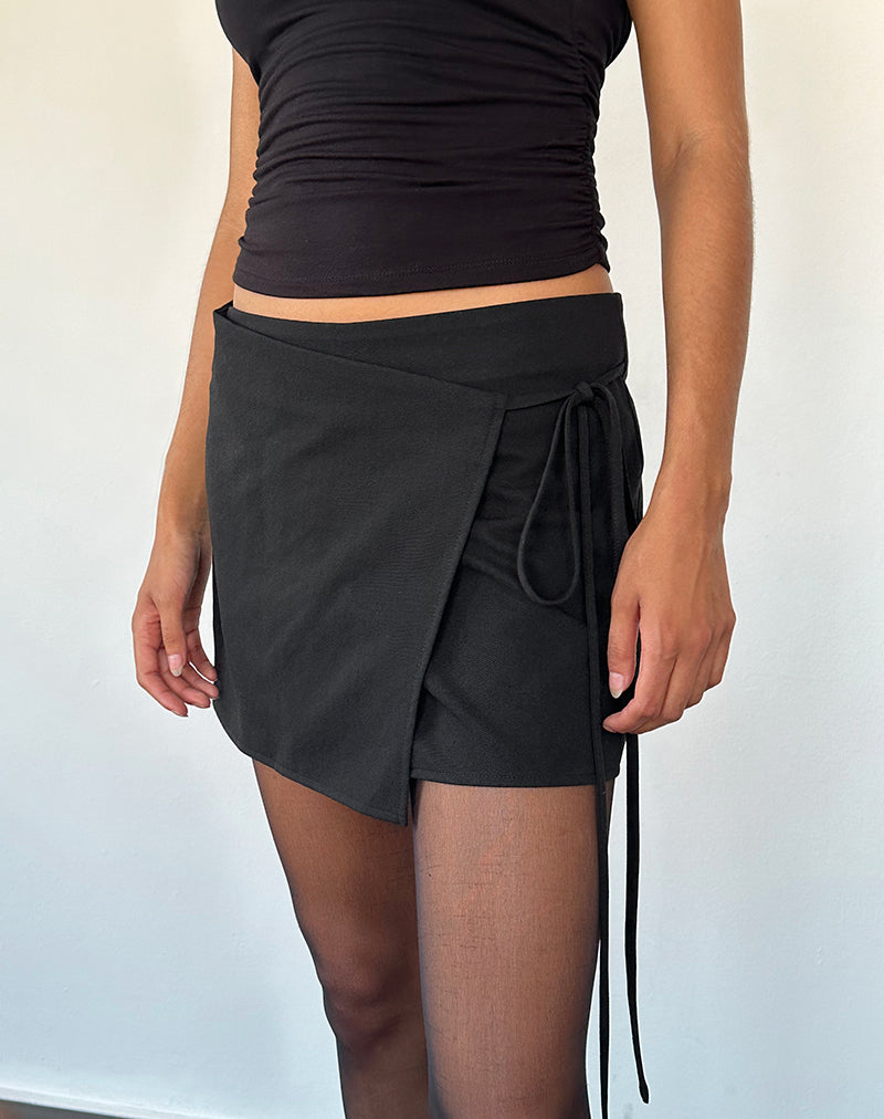 Black Tailoring Wrap Skirt | Tanix – motelrocks.com