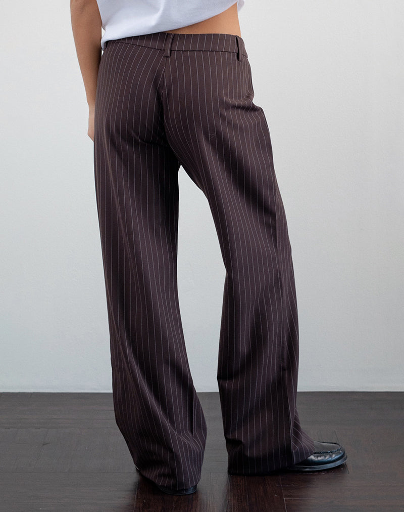 Image of Tatina Smart Trouser in Brown Pinstripe Tailoring