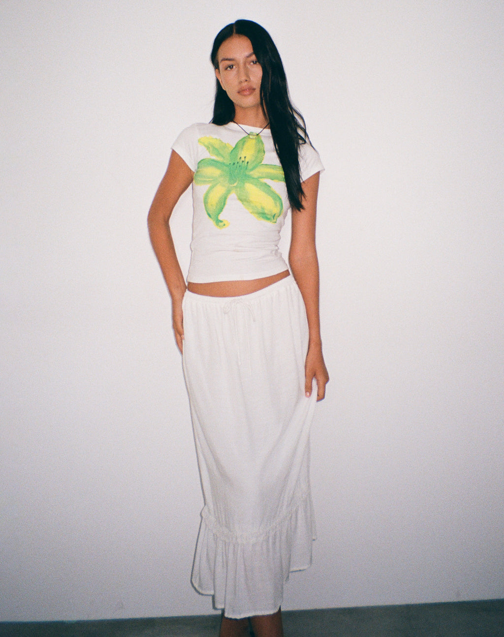 Tiona Printed Tee in Summer Flower Lime