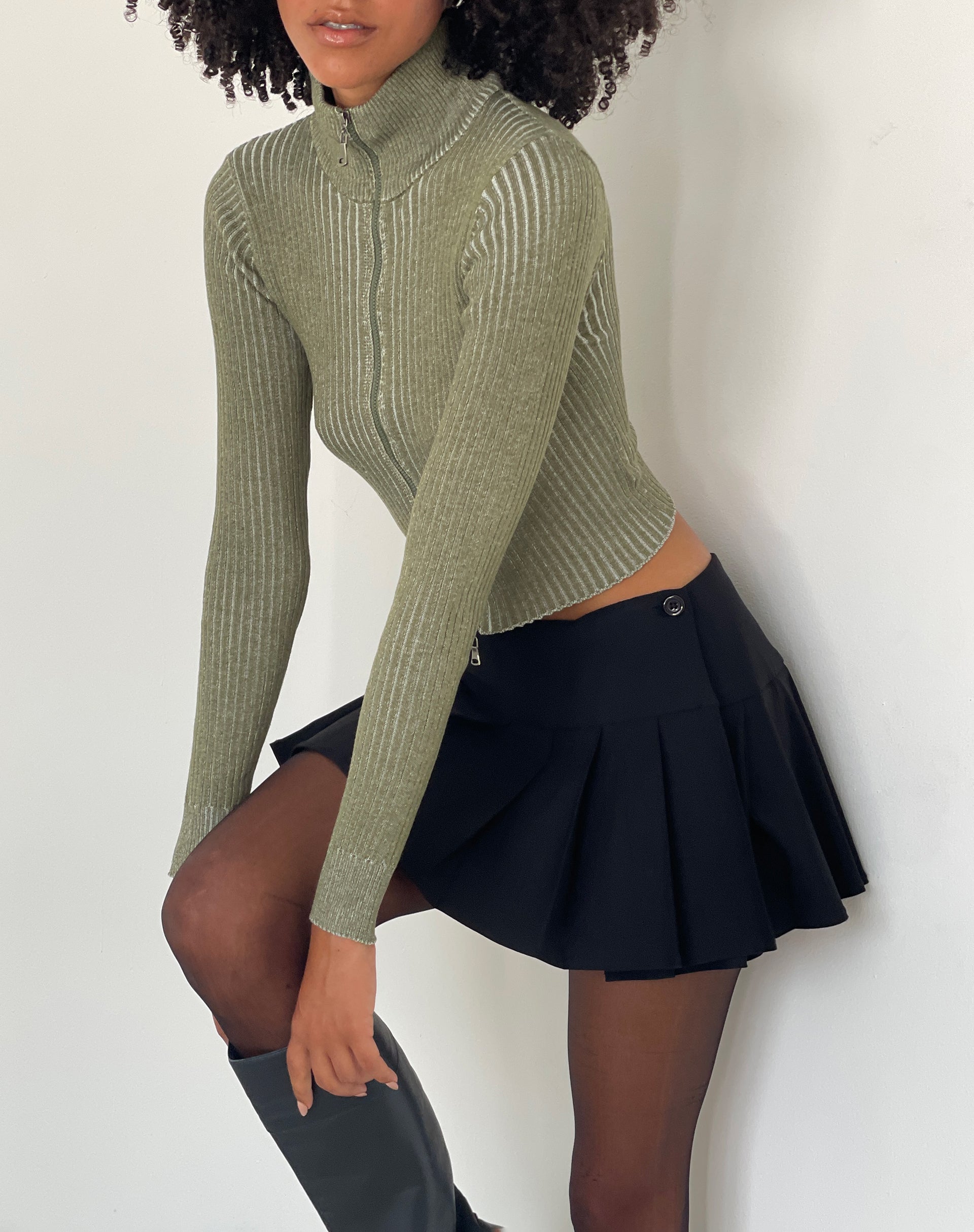 Olive clearance cropped sweater