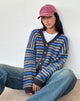 Image of Uriela Cardigan in Light Grey and Blue Grey Stripe