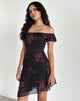 Image of Ursula Bardot Mini Dress in Black Vintage Rose