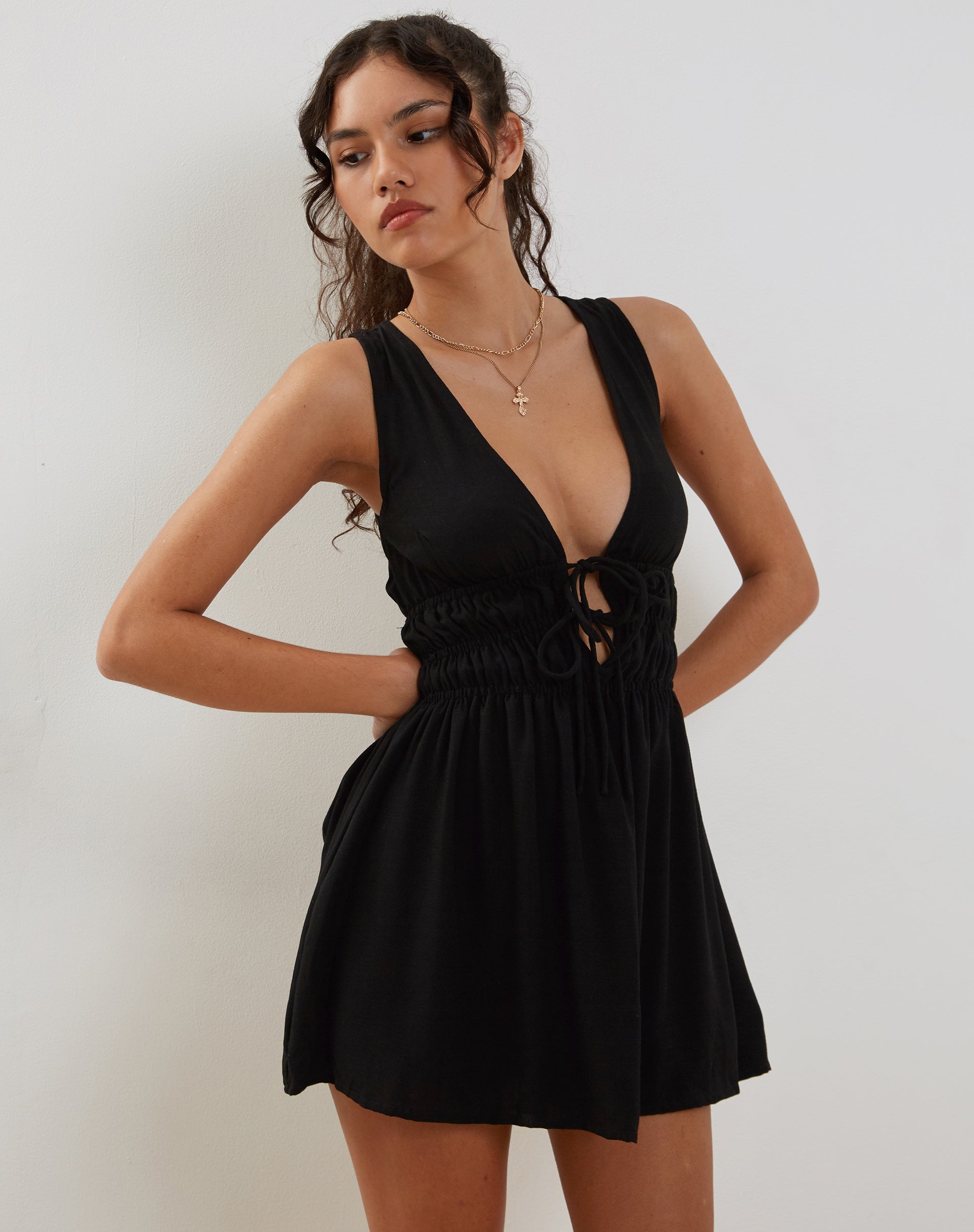 Black tie front dress sale