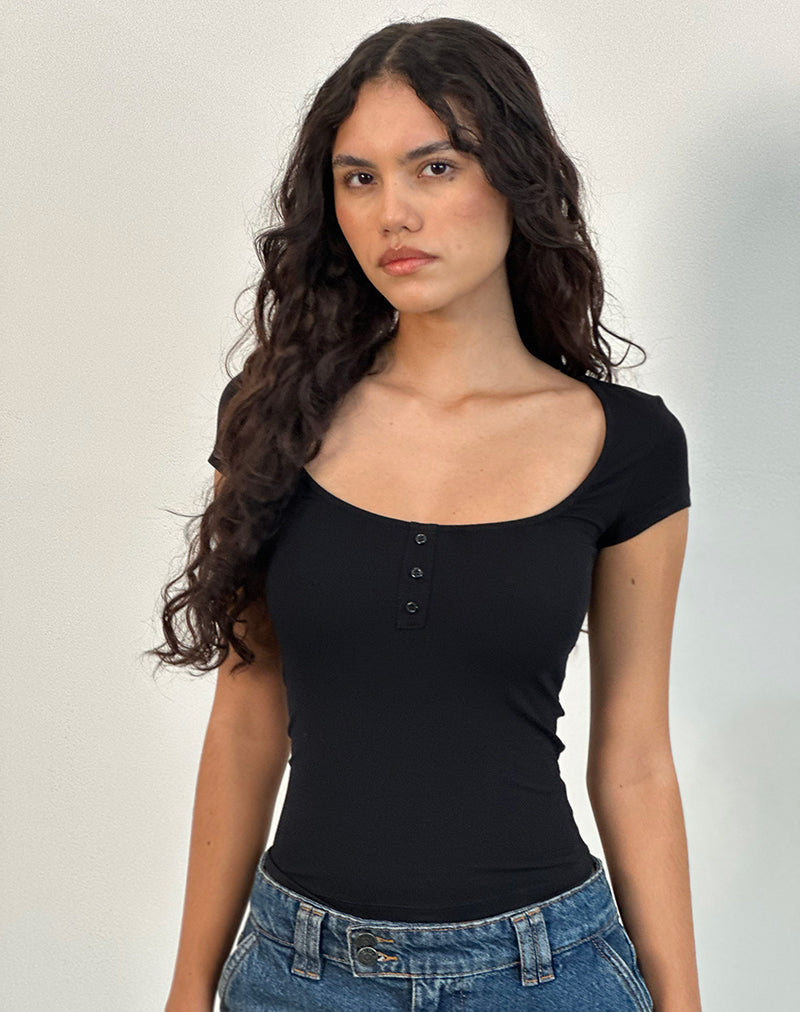 Image of Vibian Short Sleeve Top in Black