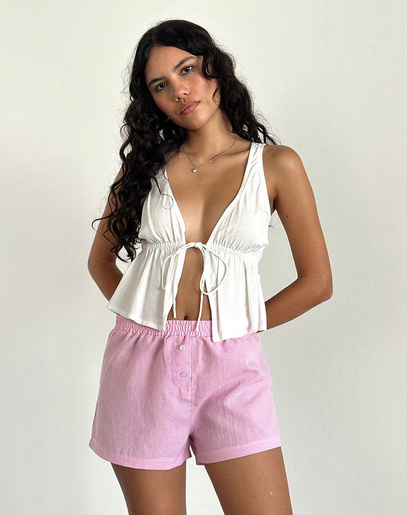 Voir Short in Poplin Gingham Pink