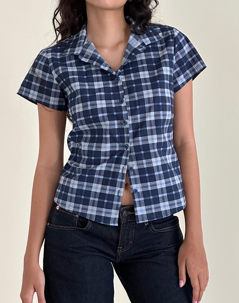 Image of Wilman Shirt in Tartan Dark Blue