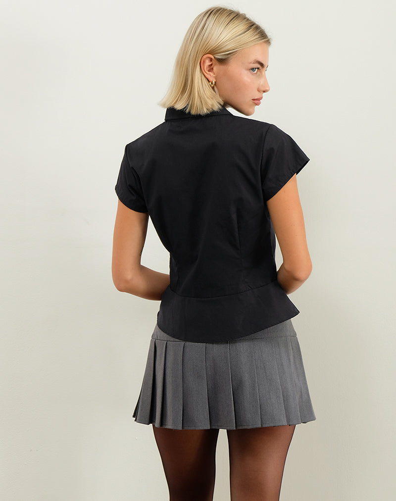 Image of Wilmot Blouse in Black Poplin