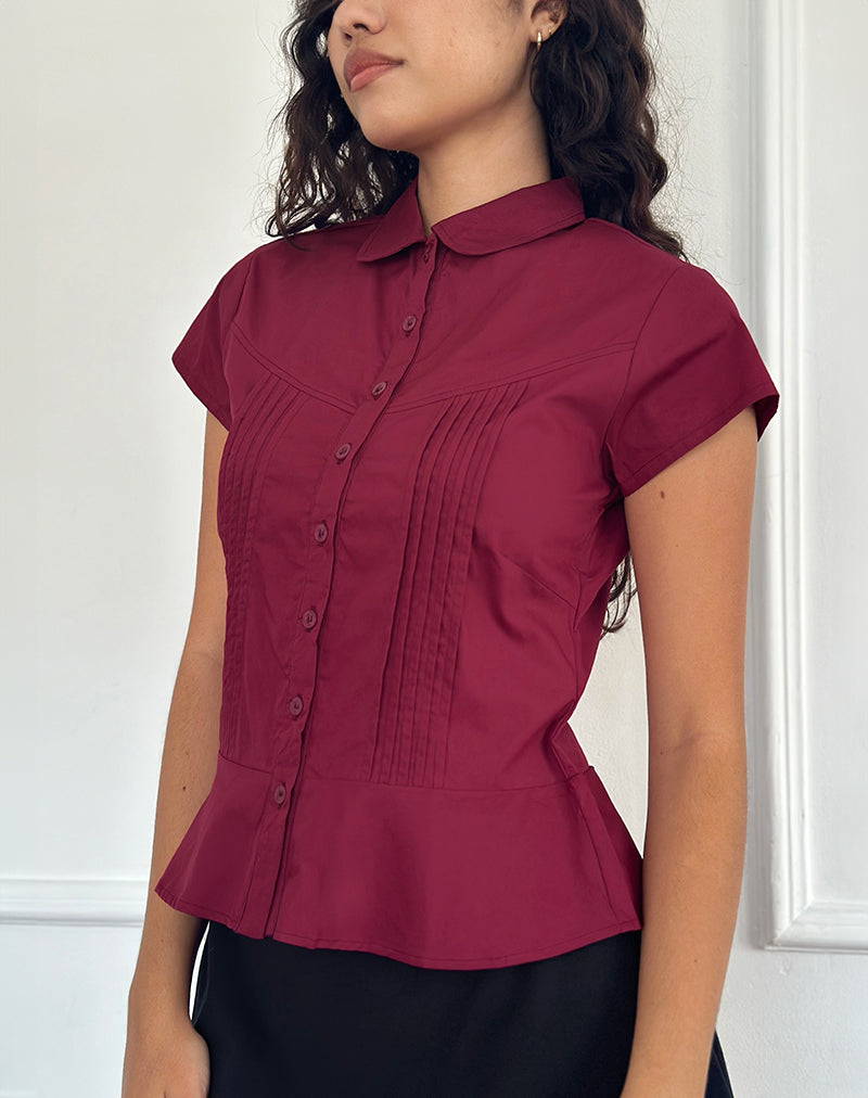 Wilmot Blouse in Burgundy Poplin