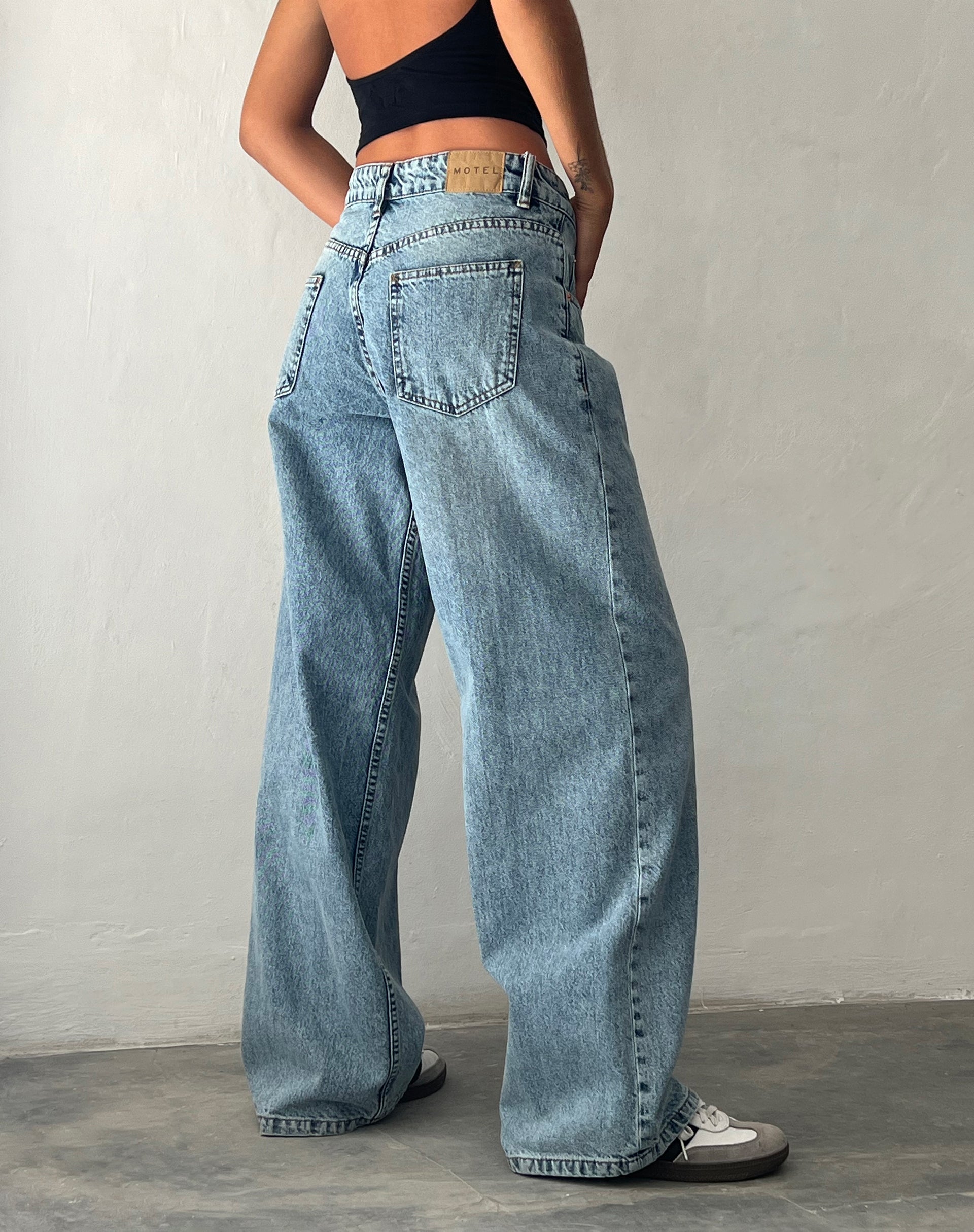 Blue Wash Extra Wide Low Rise Jeans | Roomy – motelrocks.com