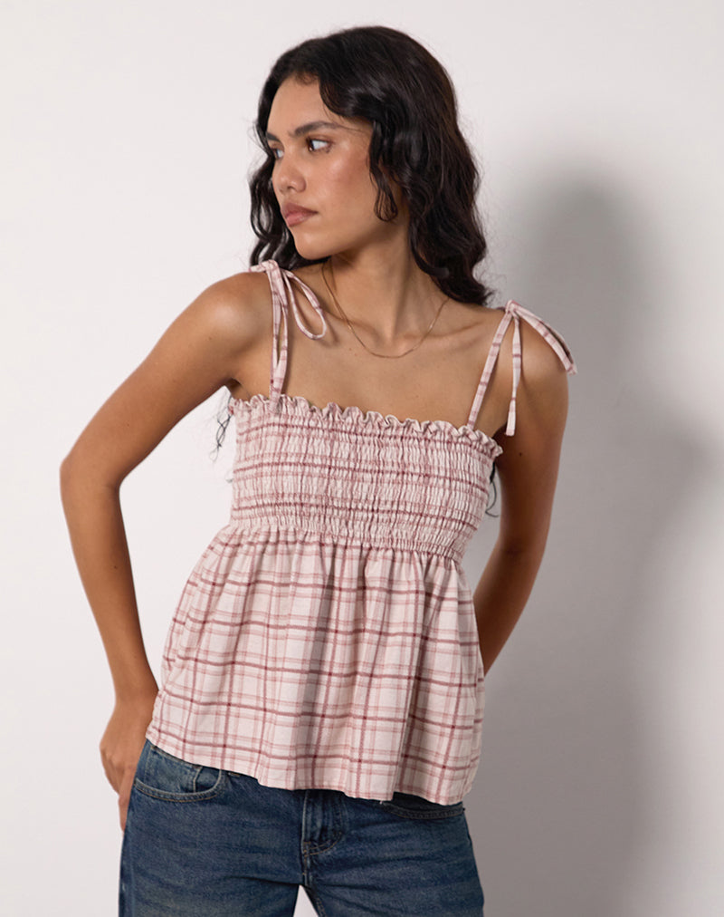 Zerah Top in Basic Tartan Pink