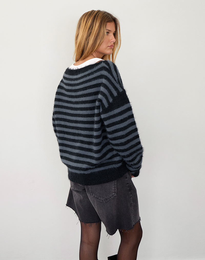 Image of Zuleika Jumper in Charcoal Stripe