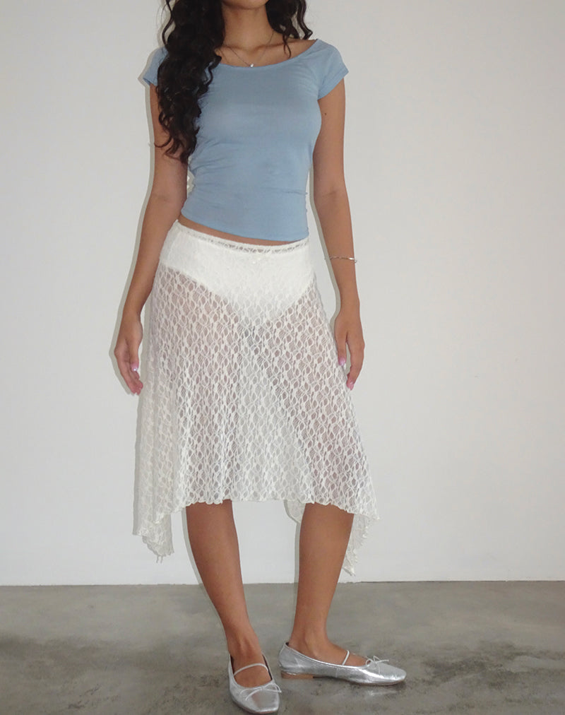 Dendro Midi Skirt in Lace Ivory