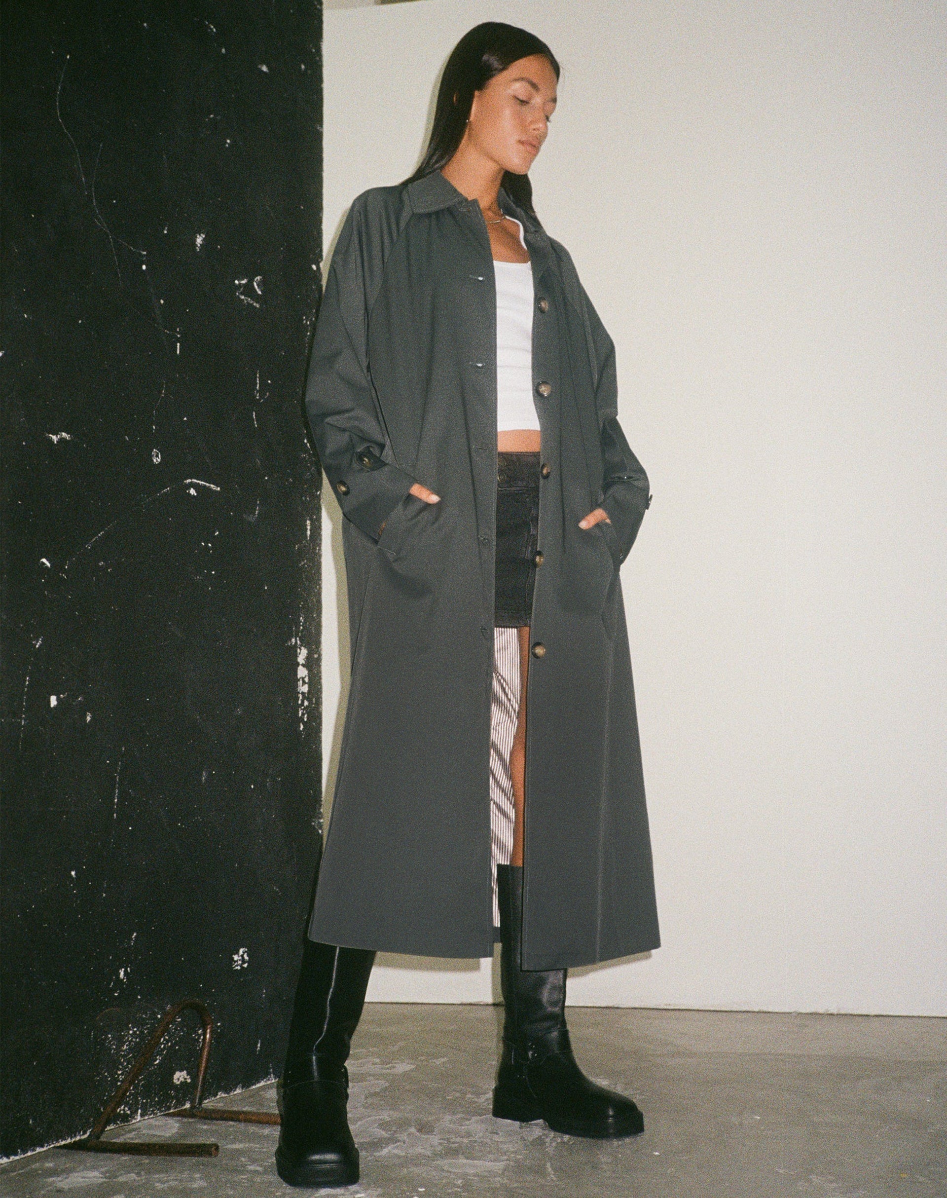 Black light trench outlet coat