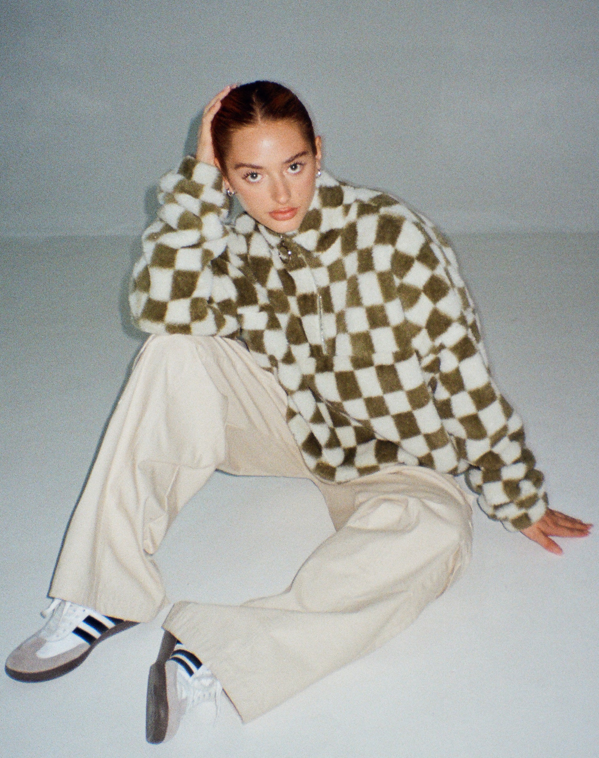 Long hotsell checkered jacket