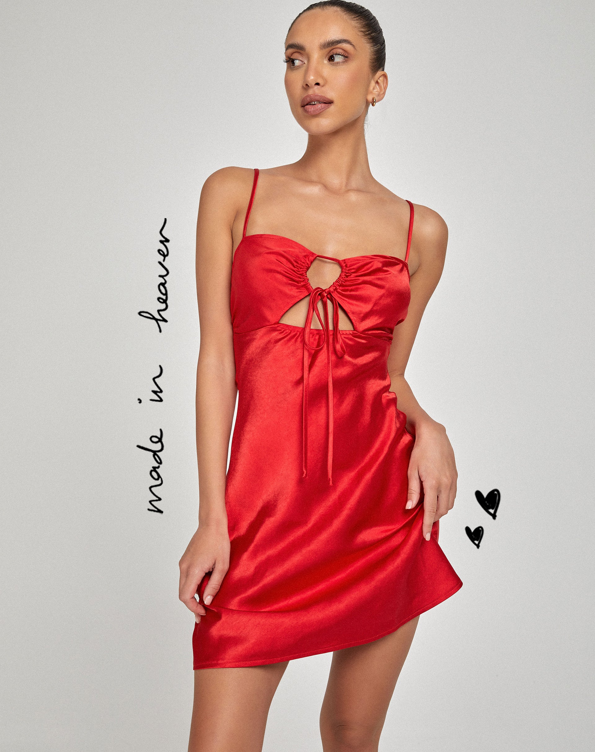 Motel rocks shop red satin dress