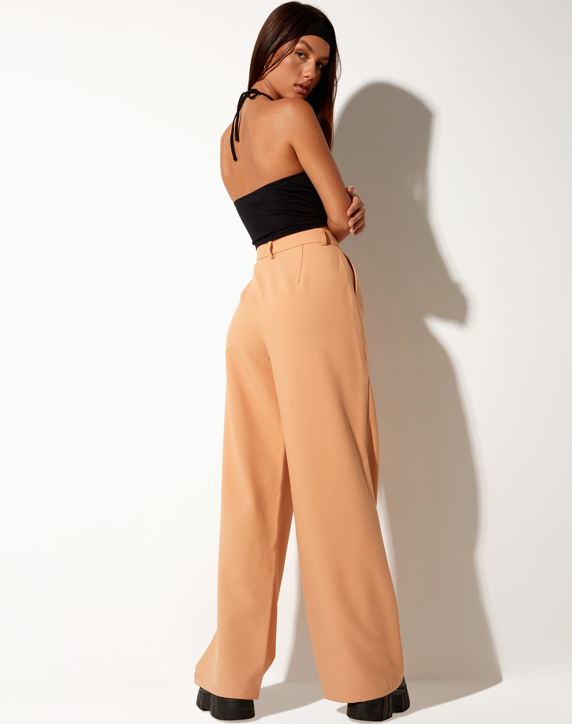Woman Peachy Comfort High Rise Textured Trousers by Wyshlist