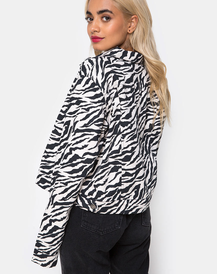 Black and White Zip Up Zebra Print Jacket | Agatha – motelrocks.com