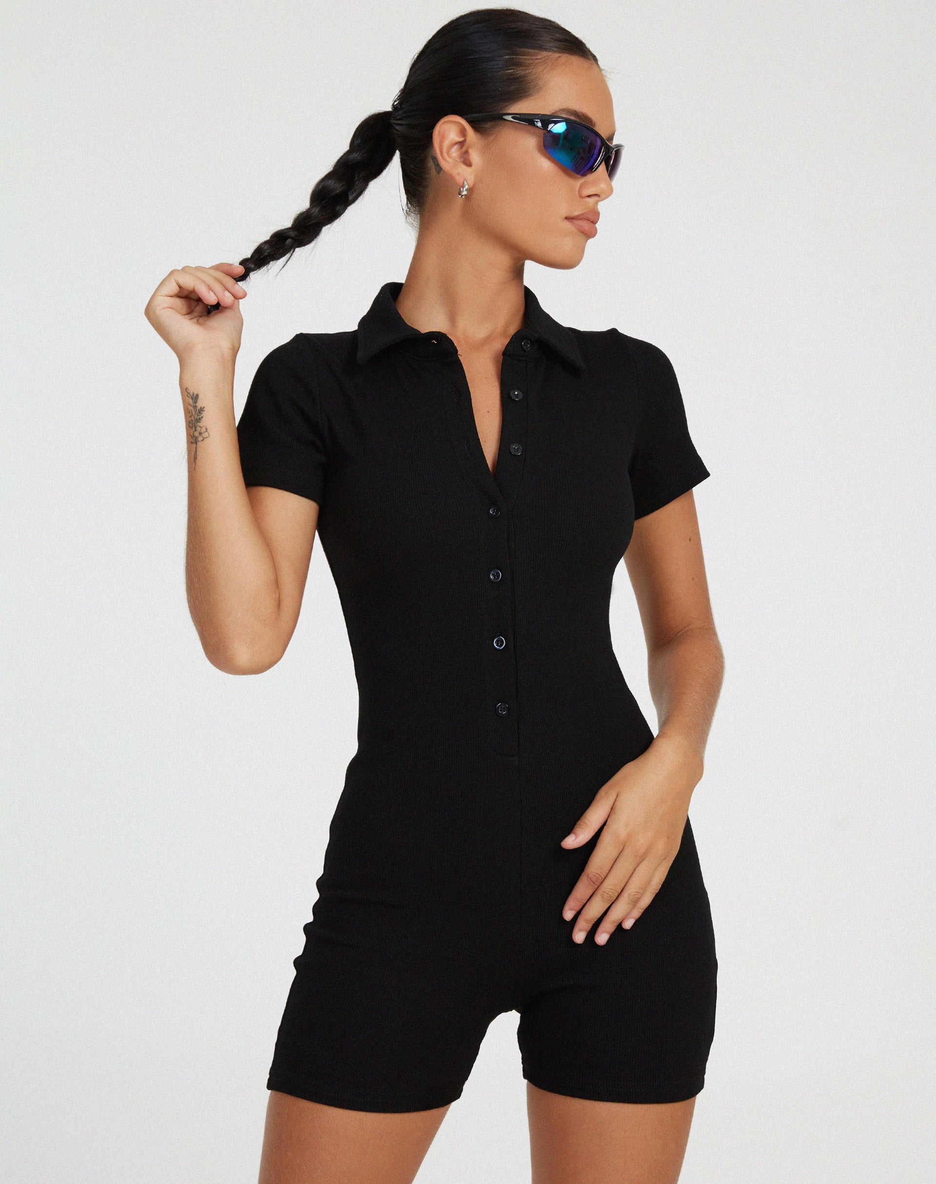 Black short cheap playsuit