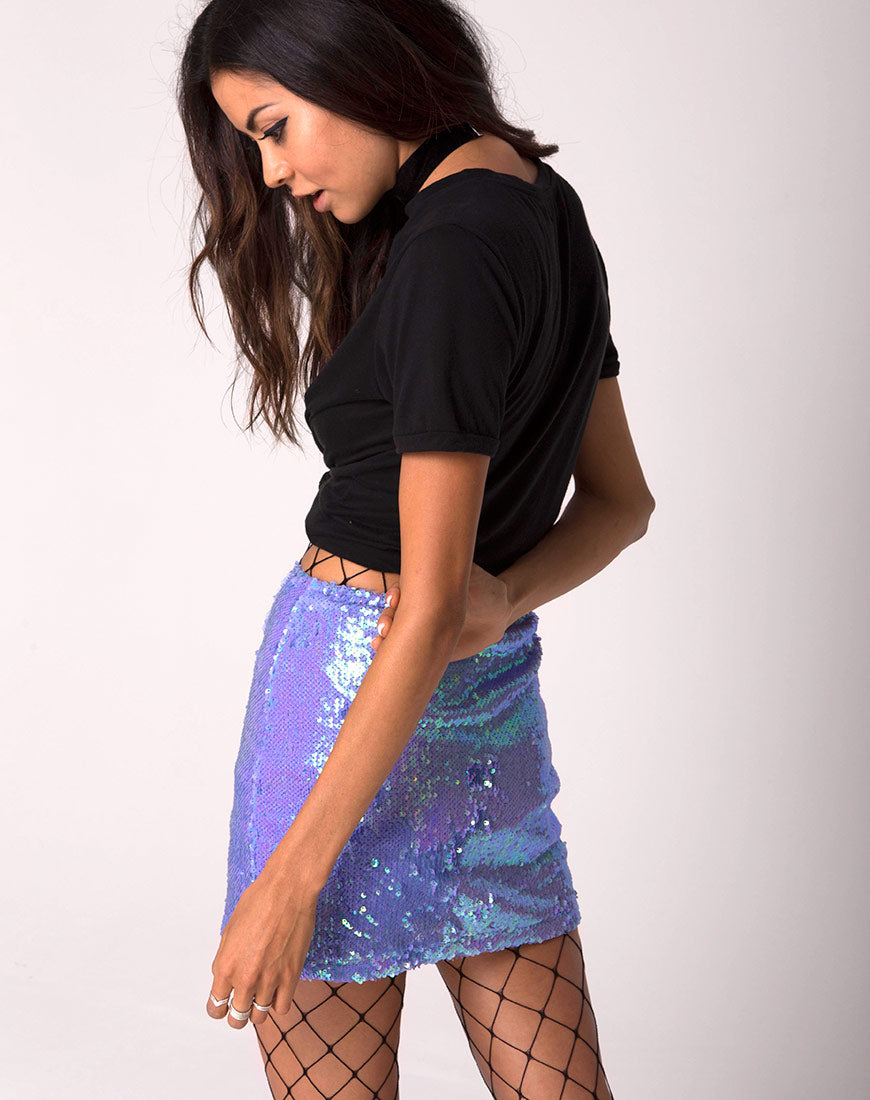 High Waisted Purple Mermaid Sequin Mini Skirt | Cherry Tube - Motel ...