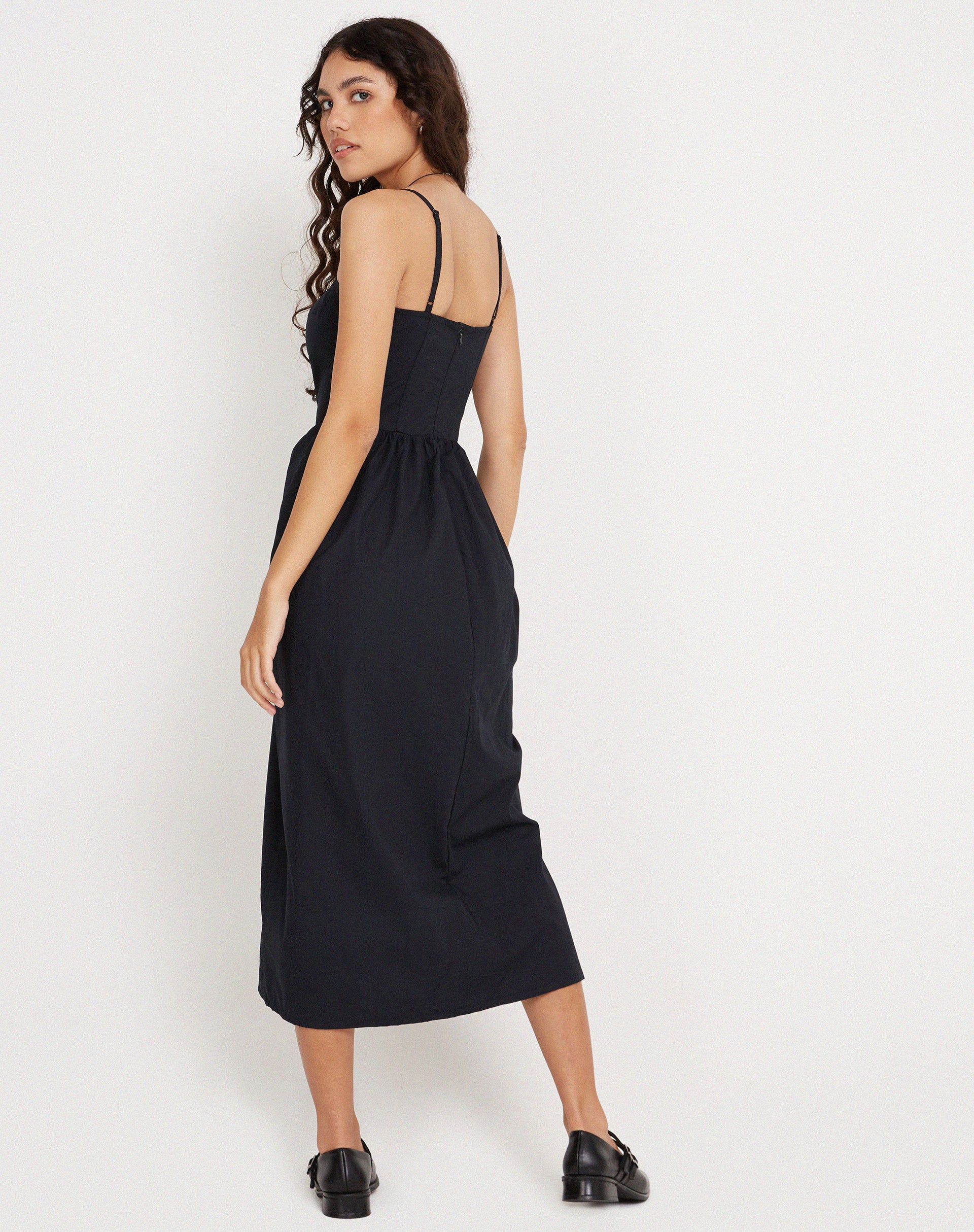 Black summer hot sale dress midi