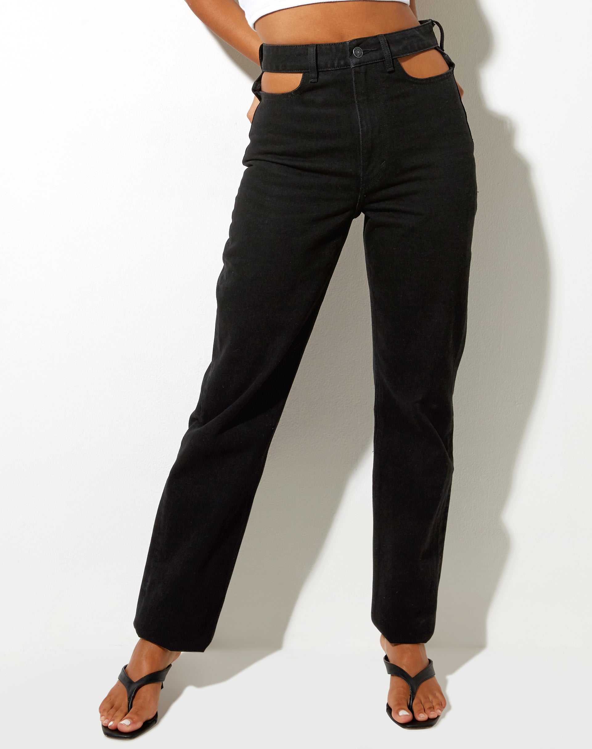 Black cut best sale out jeans