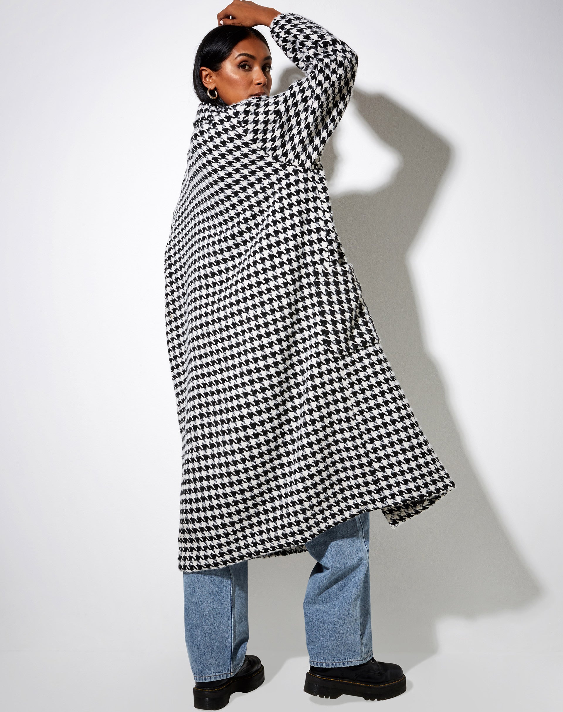 Houndstooth duster outlet coat