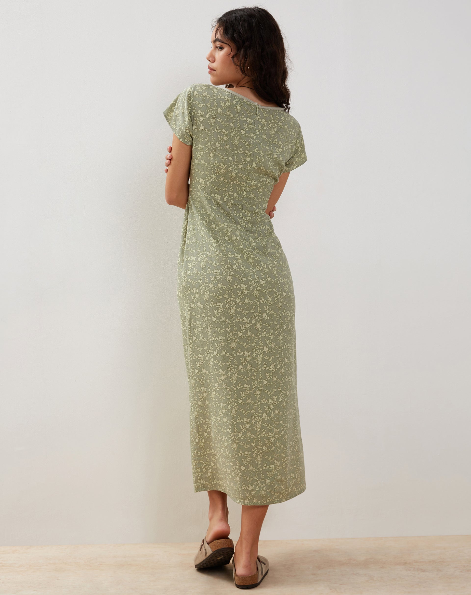 Ditsy Mix Floral Green Midi Dress | Eviaso – motelrocks.com