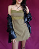 image of Fiona Mini Dress in Satin Avocado