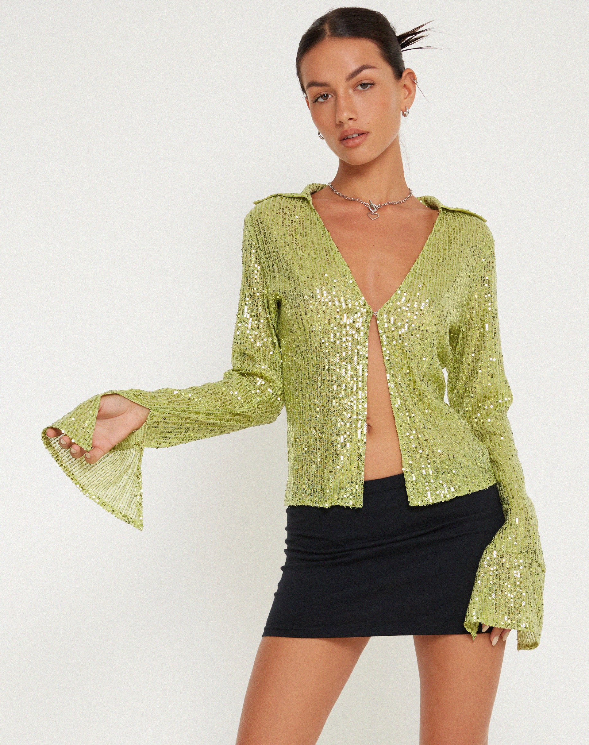 Lime green sales sequin top