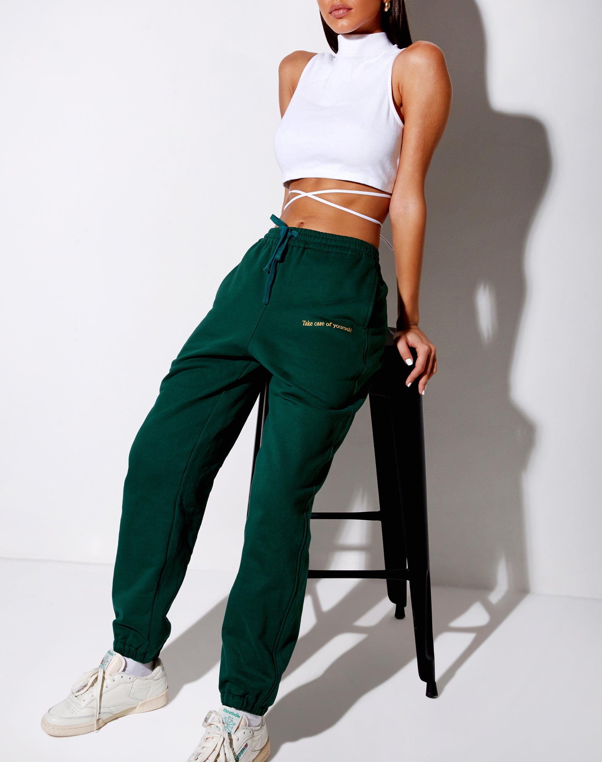 Green High Waisted Joggers Basta motelrocks