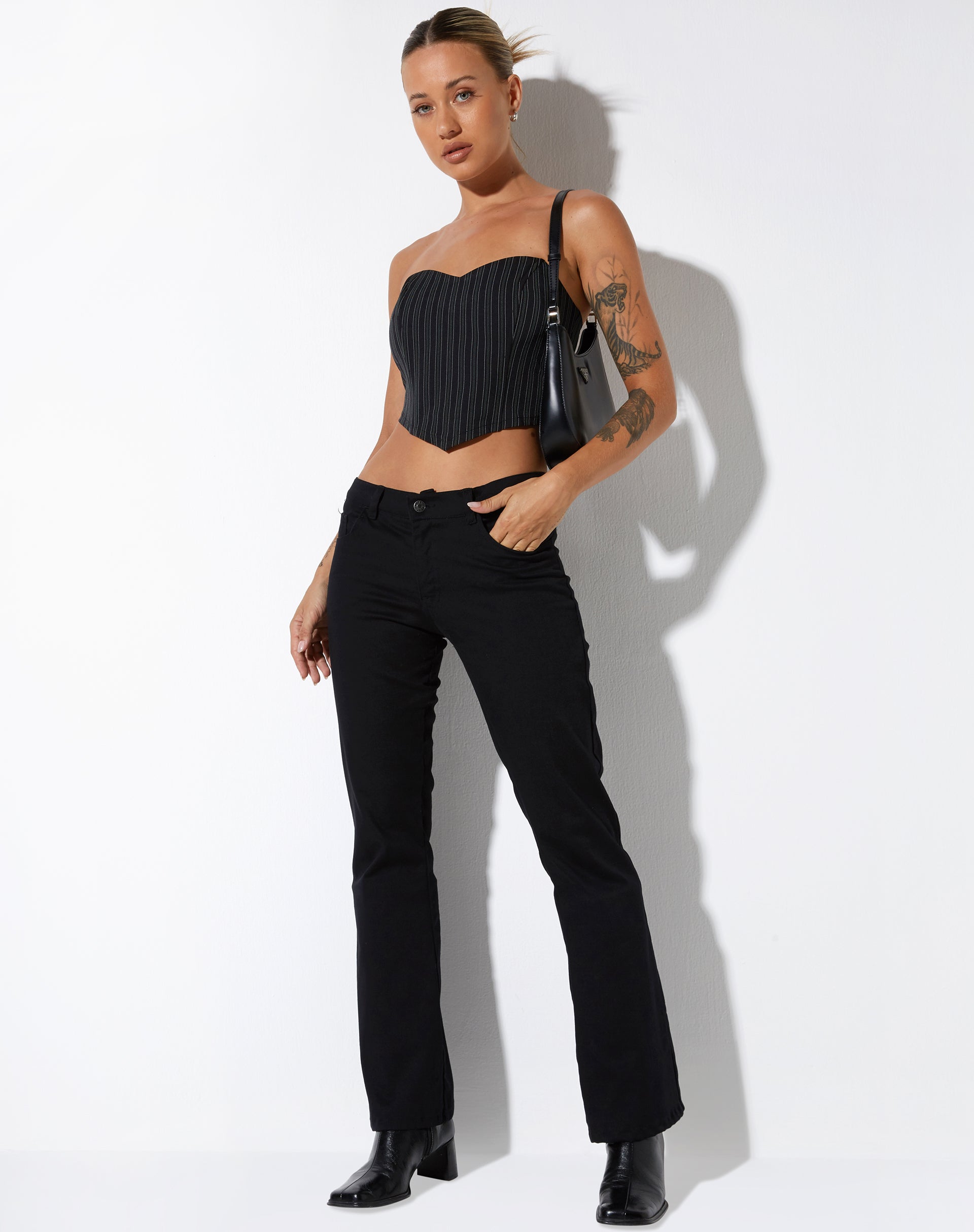 Pinstripe store corset top