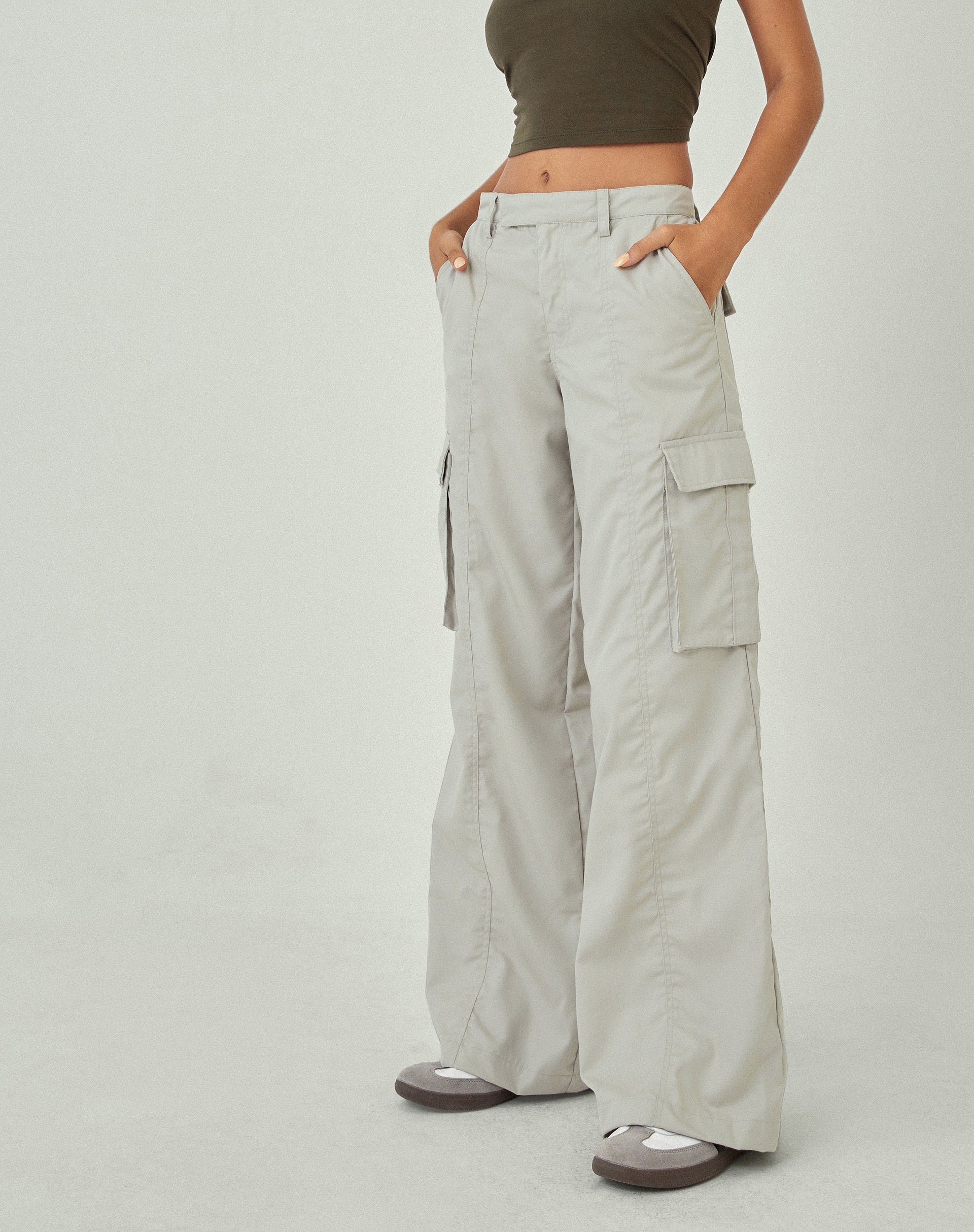 White wide leg cargo hot sale trousers