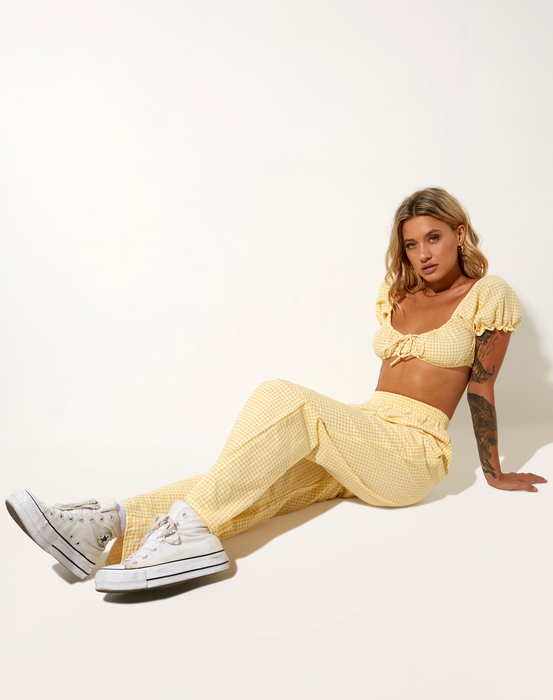 Yellow on sale gingham trousers