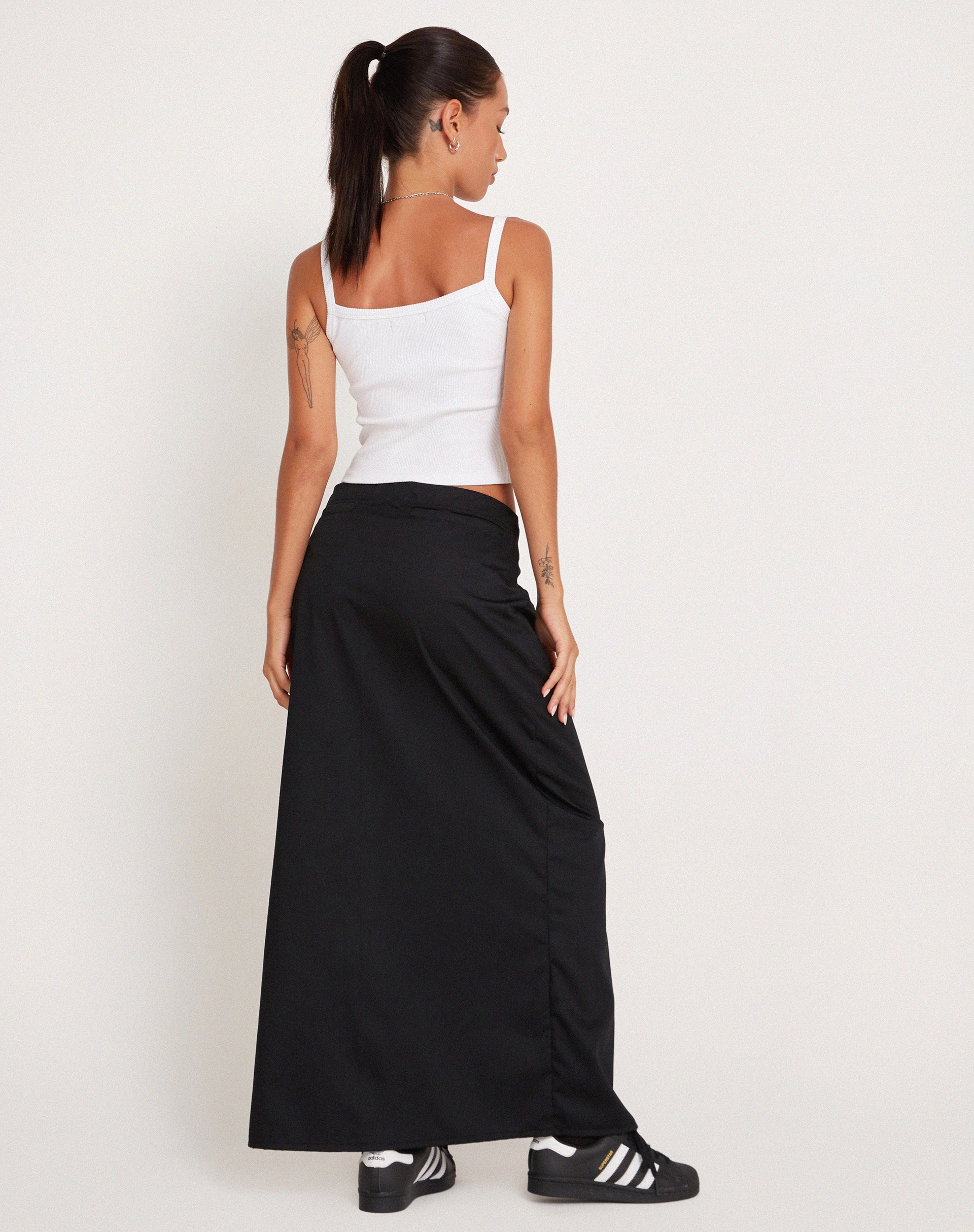 Plain black long store skirt