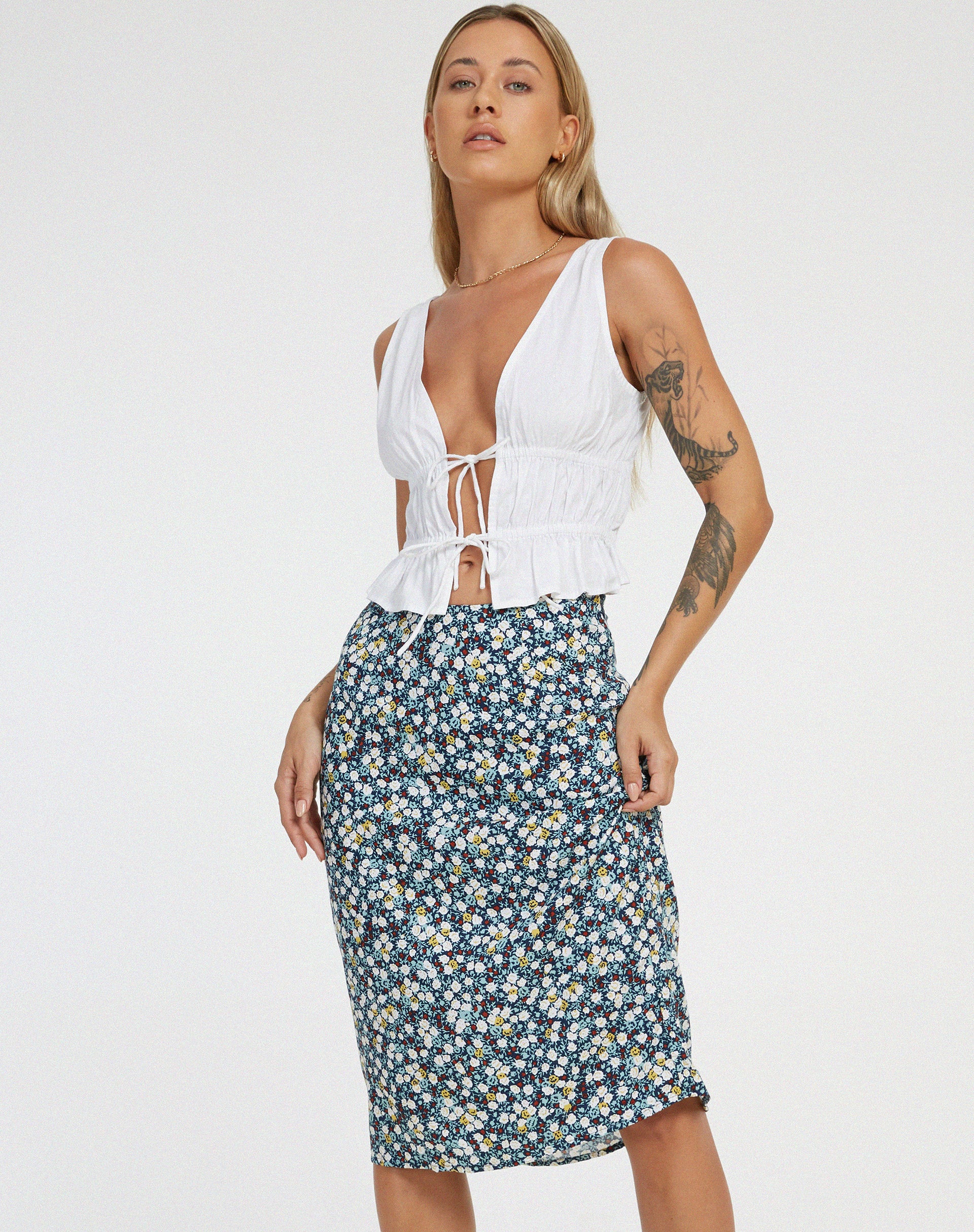 Green navy 2024 midi skirt