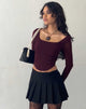 Image of Helsiva Long Sleeve Crop Top in Mesh Burgundy