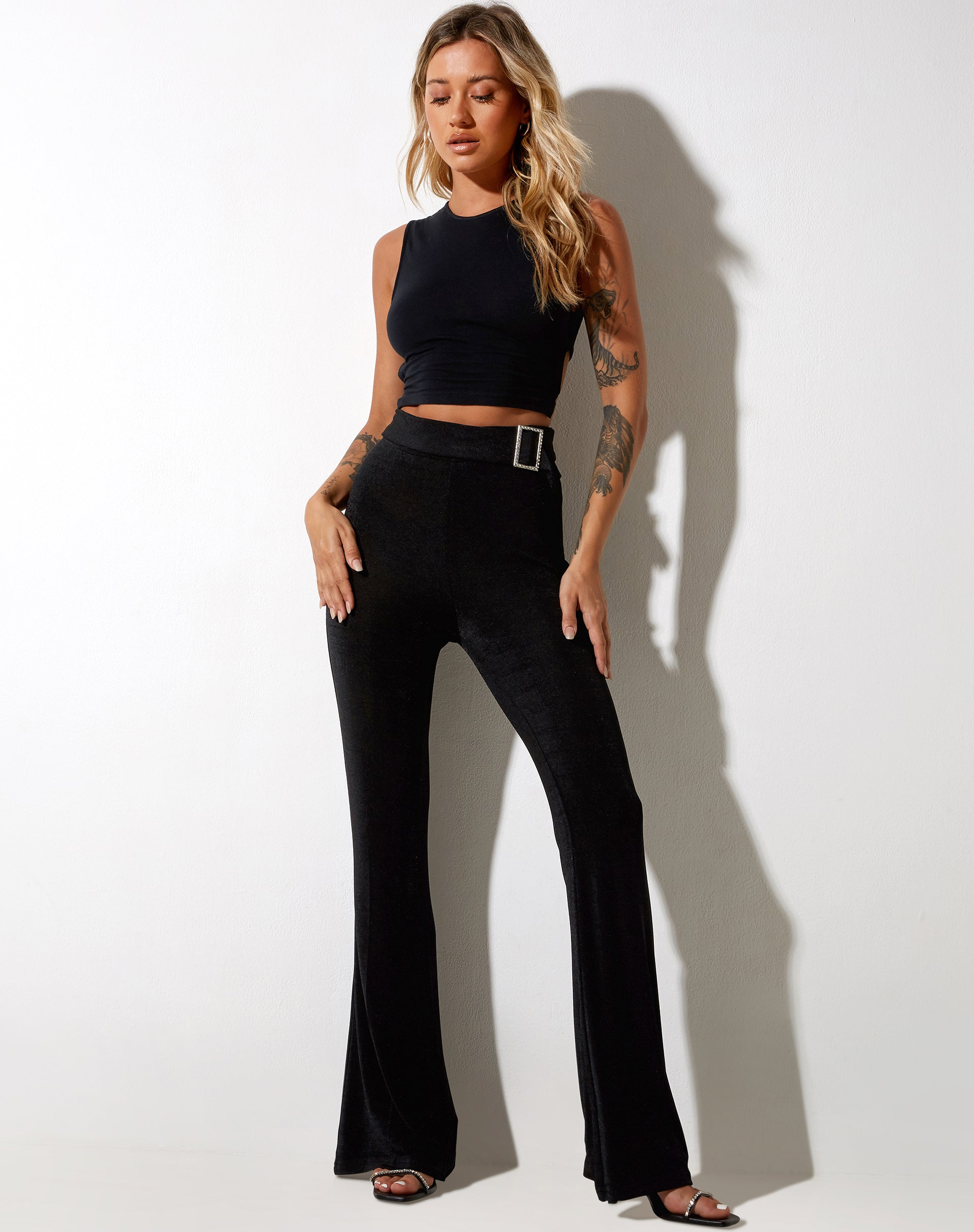 Wide Leg Crepe Trousers | Oxendales