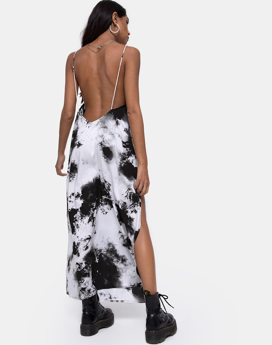 Black and white tie dye maxi dress sale