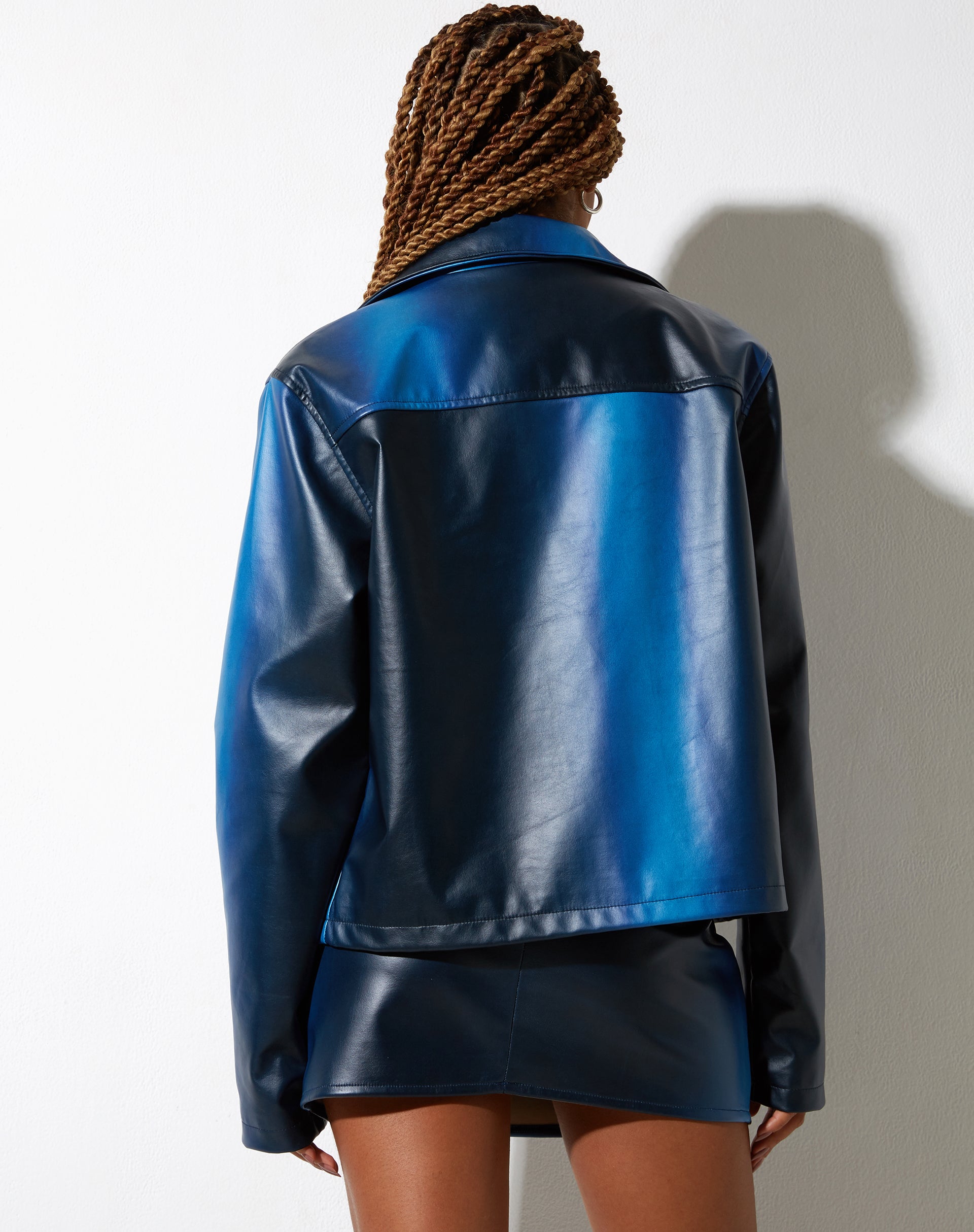 Blue pleather outlet jacket