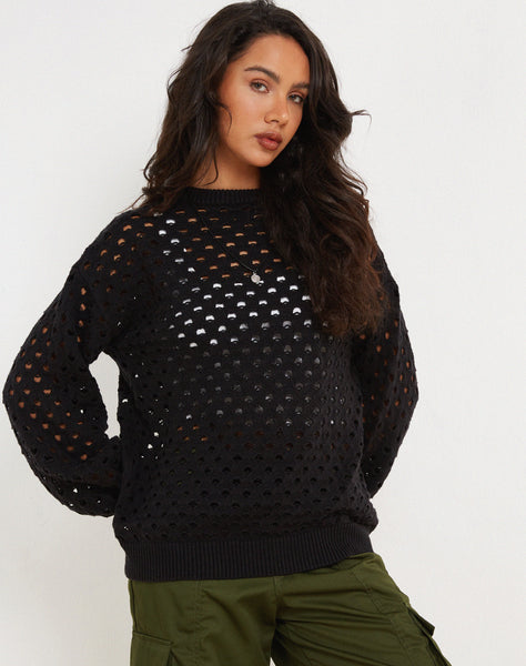 Black 2025 holey jumper